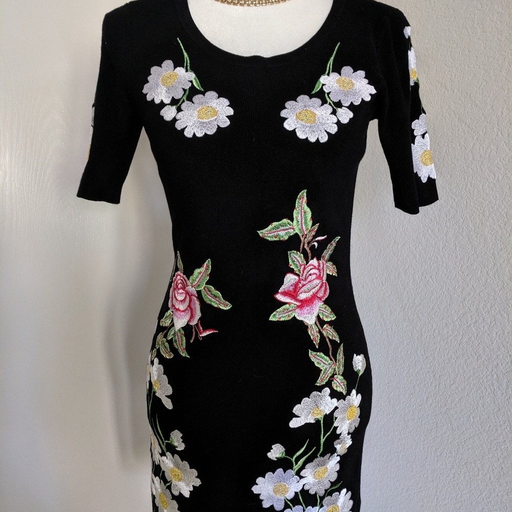 I.N.C Embroidered Black Dress
